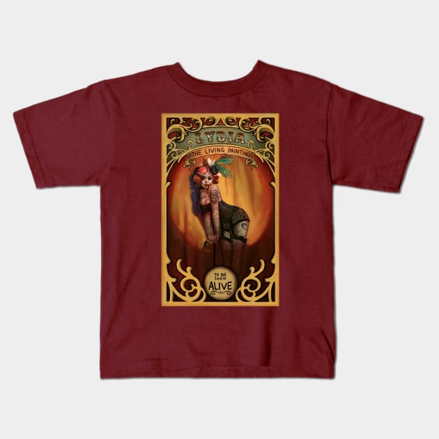 Lydia the Tattooed Lady Kids T-Shirt by RudeOne